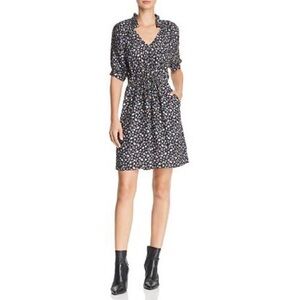 New Rebecca Taylor Zelma Floral Silk Drawstring Dress Ruffle Collar Flutter